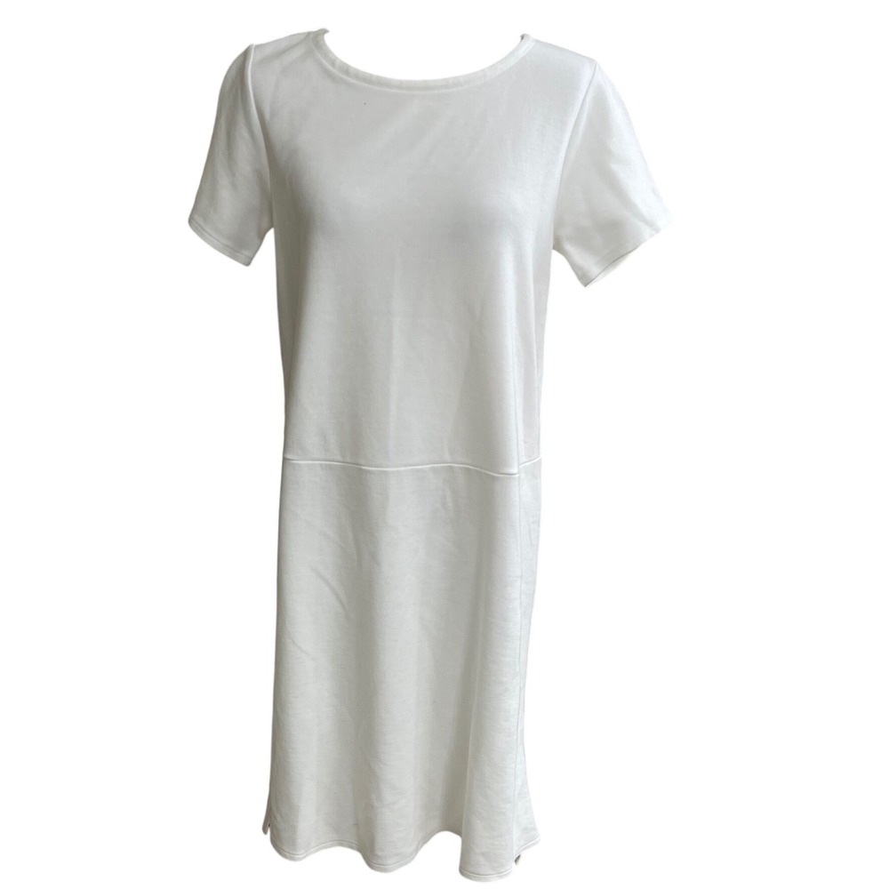 Eileen Fisher T-Shirt Dress High Low Hem Short Sleeve Stretch White Size xs/tp - Picture 1 of 10